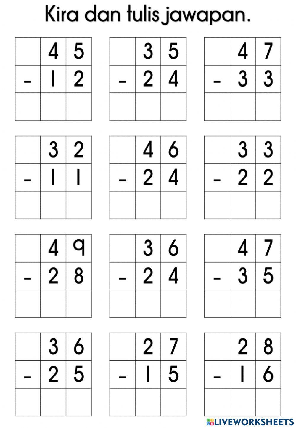 Tolak 50 tanpa mengumpul semula