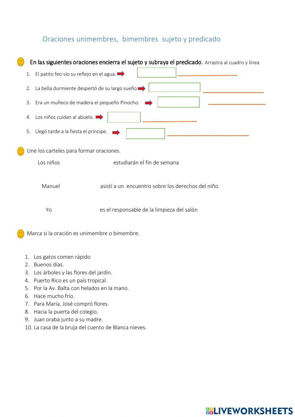 Oraciones unimembres y bimembres