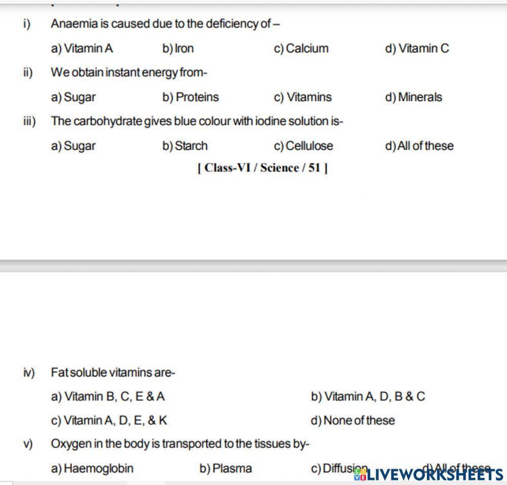 Comopents of food 3 LC