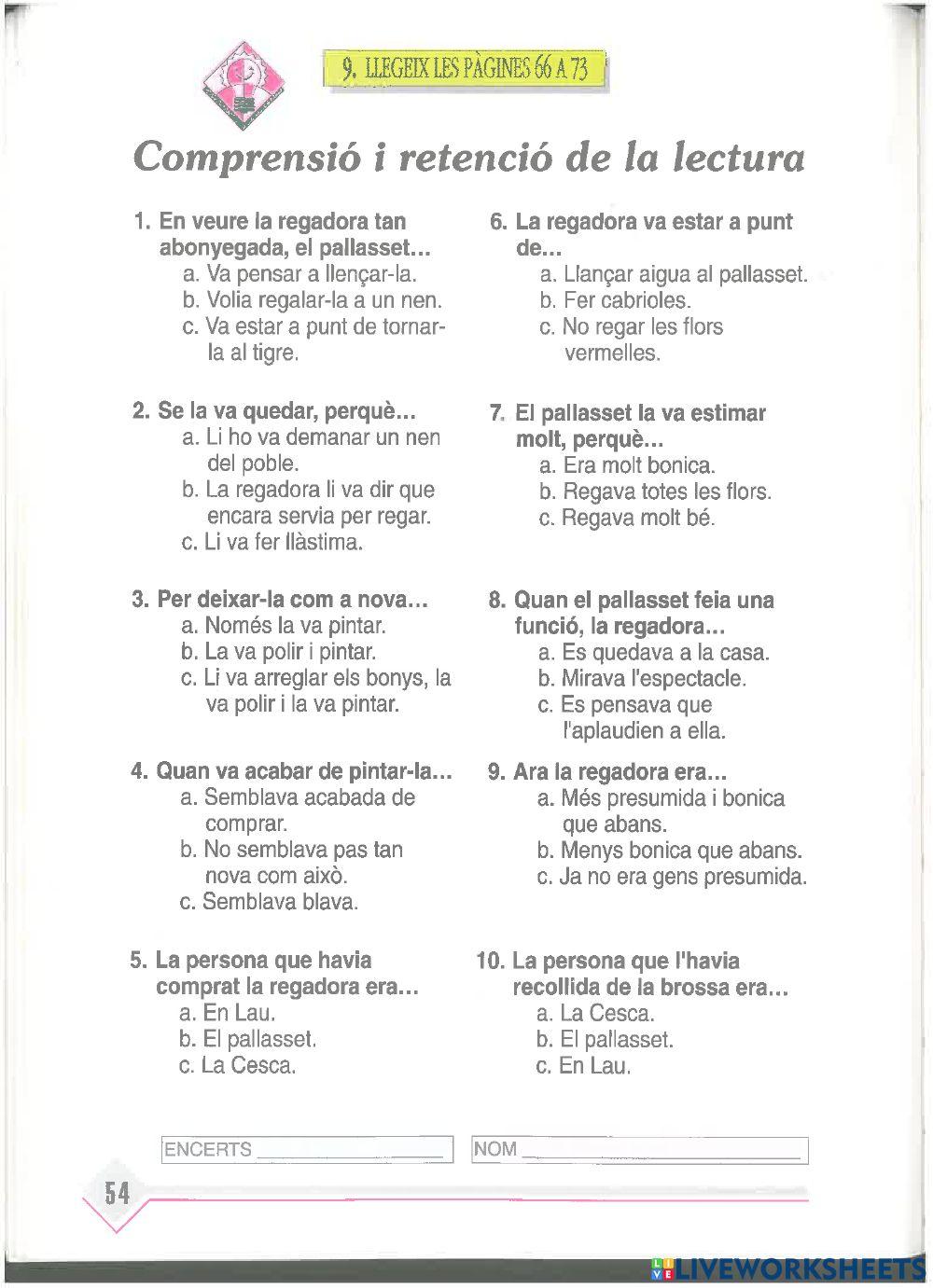 Quina regadora p. 66 a 73