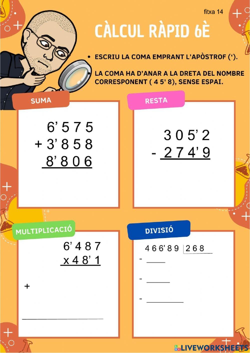 CÀLCUL 6è - FITXA 14