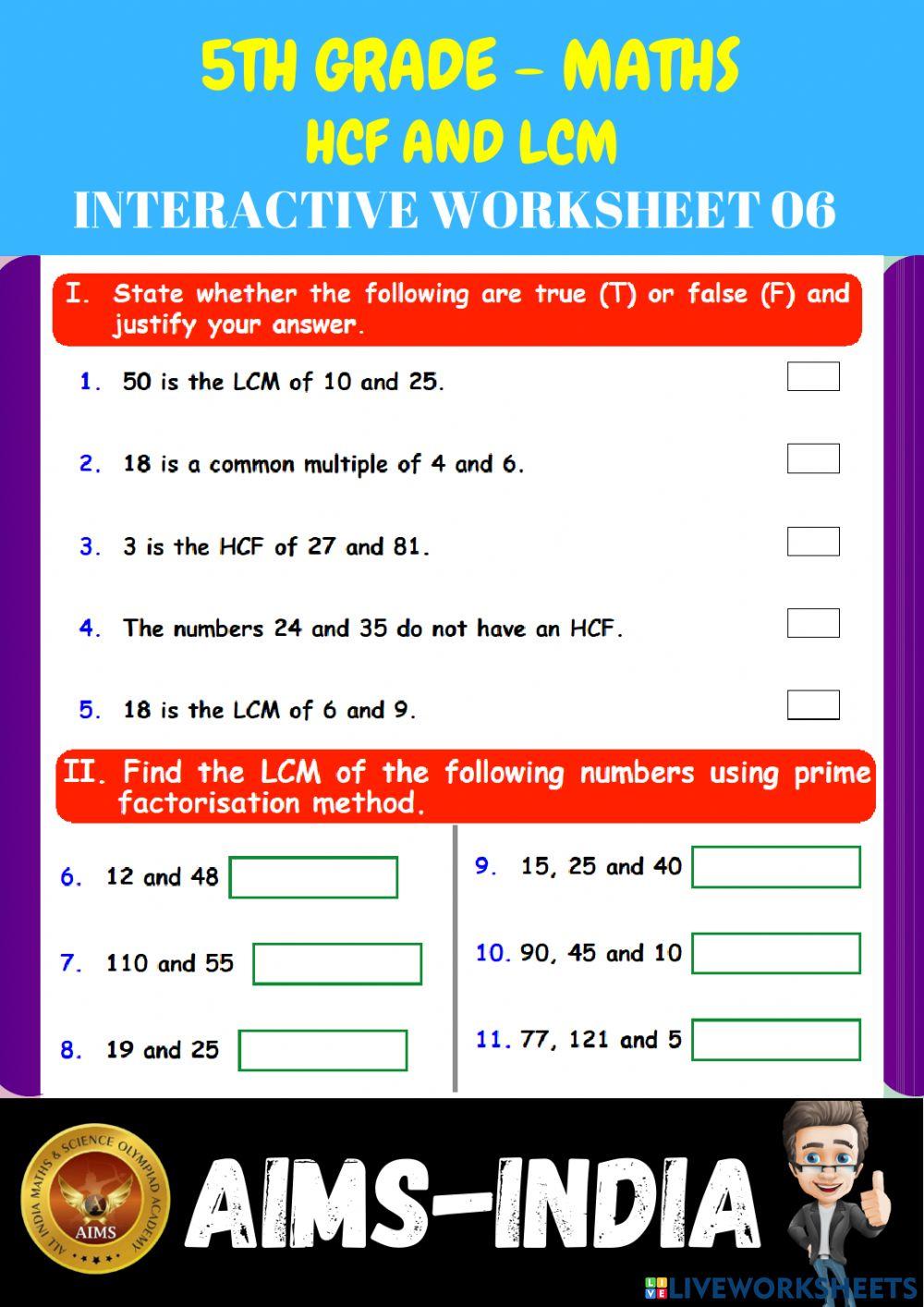 5th-maths-ps06- hcf and lcm - ch 05