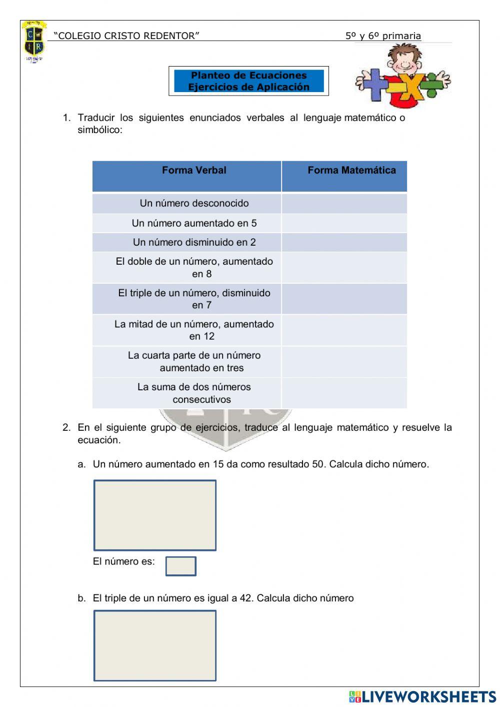 Planteo de Ecuaciones