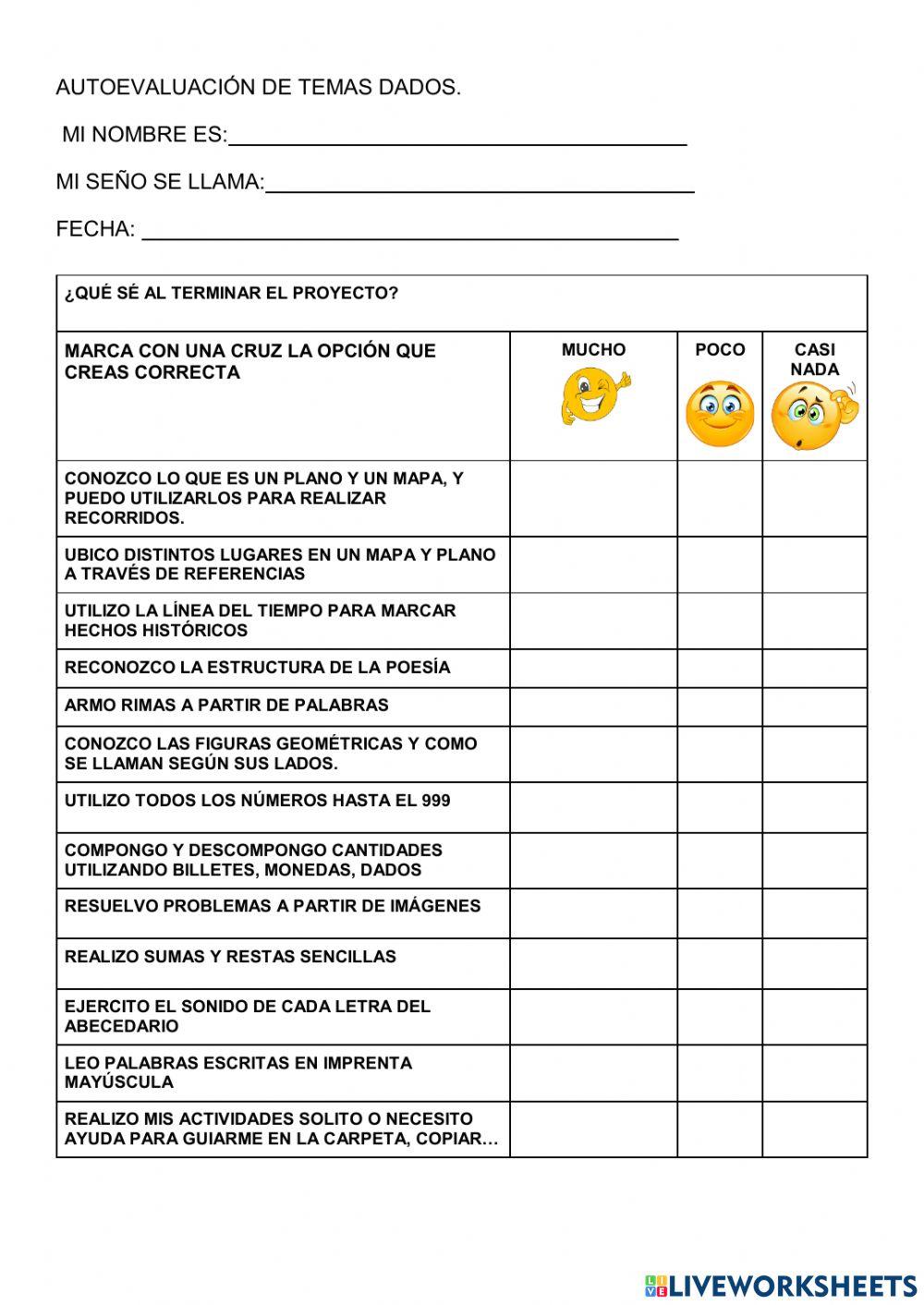 Autoevaluación de mis aprendizajes
