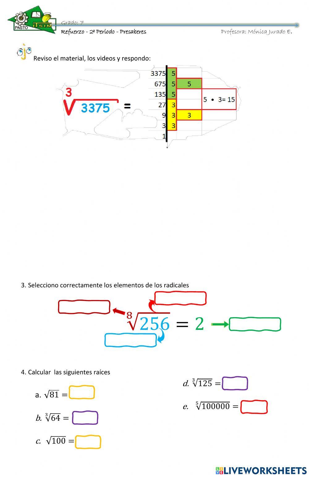 Refuerzo potencias y radicales