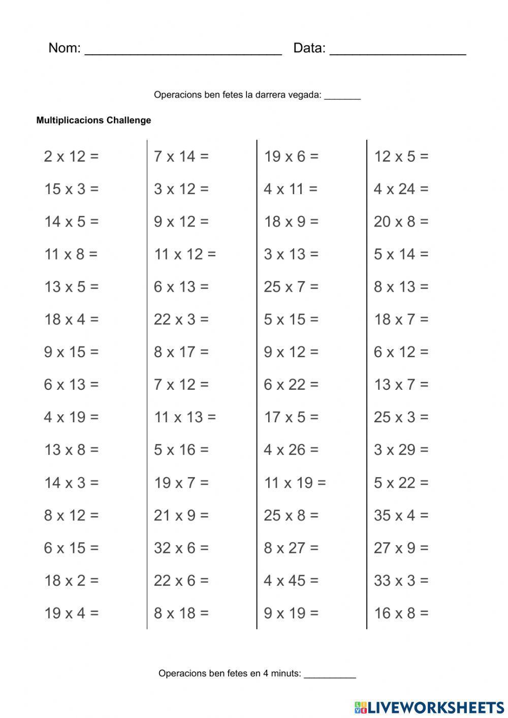 Multiplicacions en 2 minuts