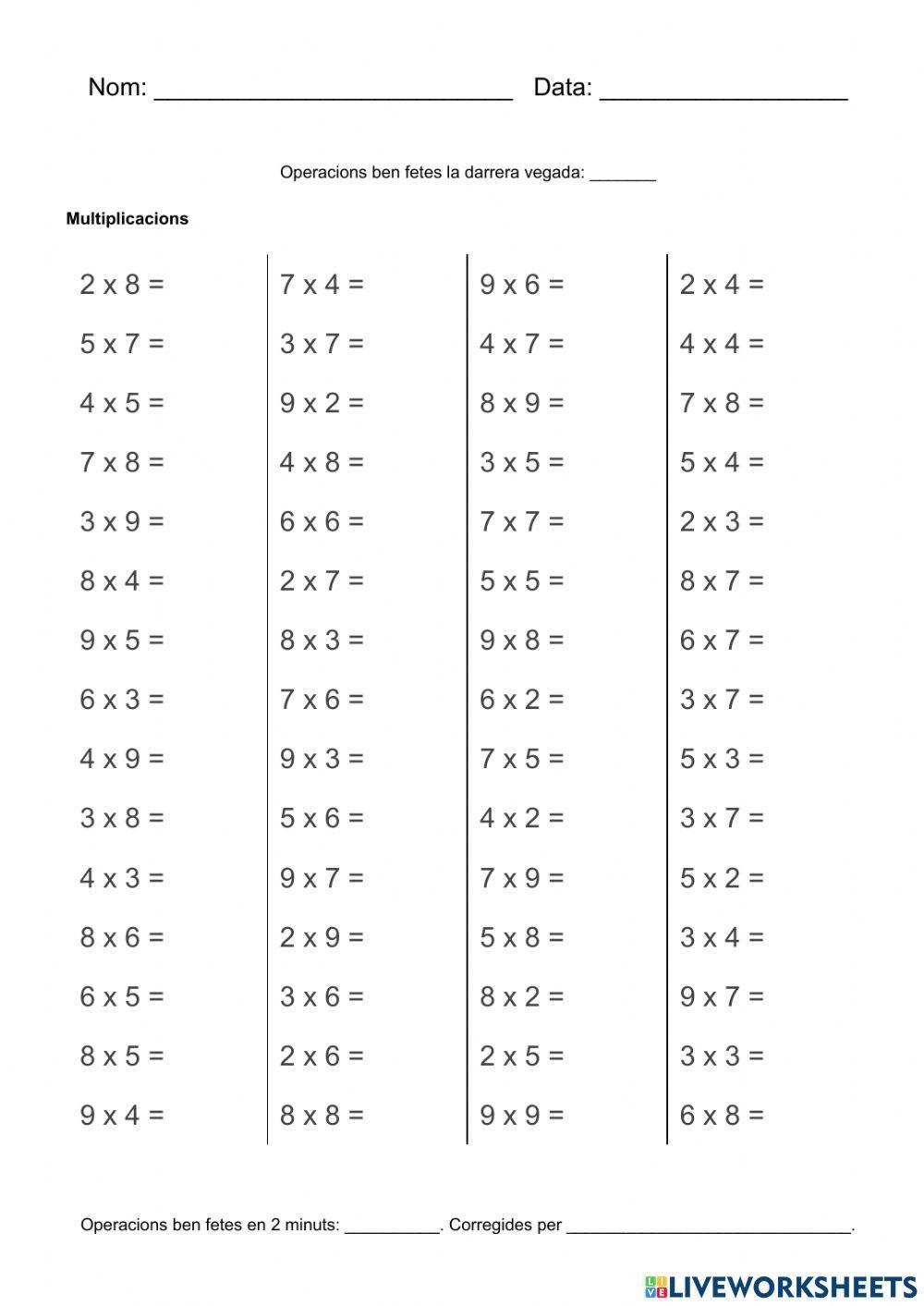 Multiplicacions en 2 minuts