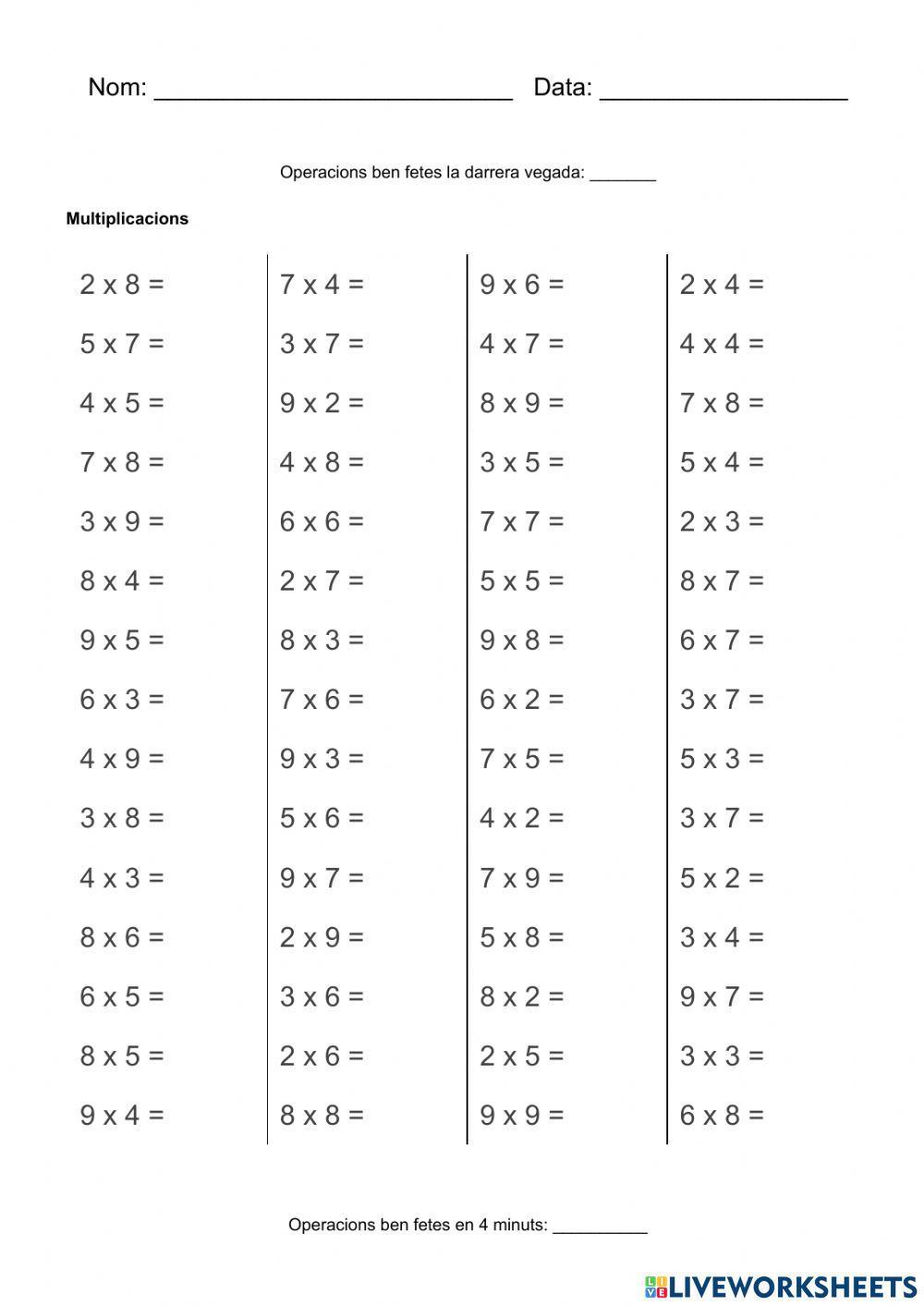 Multiplicacions en 2 minuts