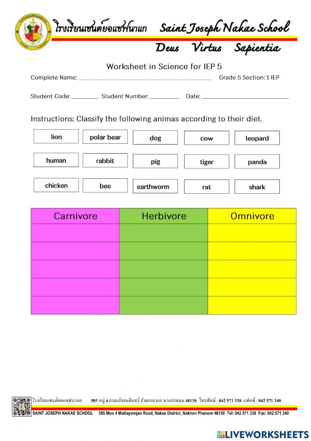 Classification … | Free Interactive Worksheets | 1156306, image size:1000x1414