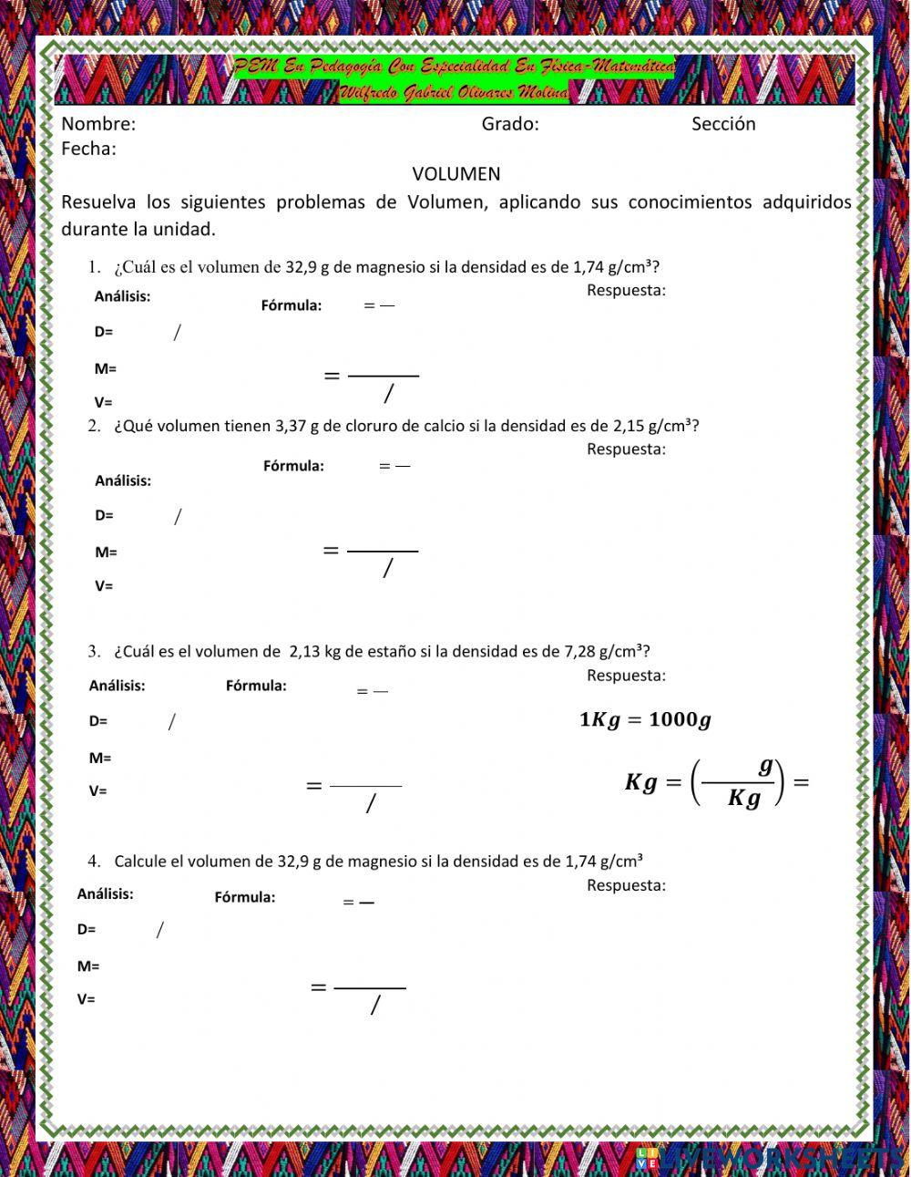 Cálculo de Volumen Cálculo de Volumen
