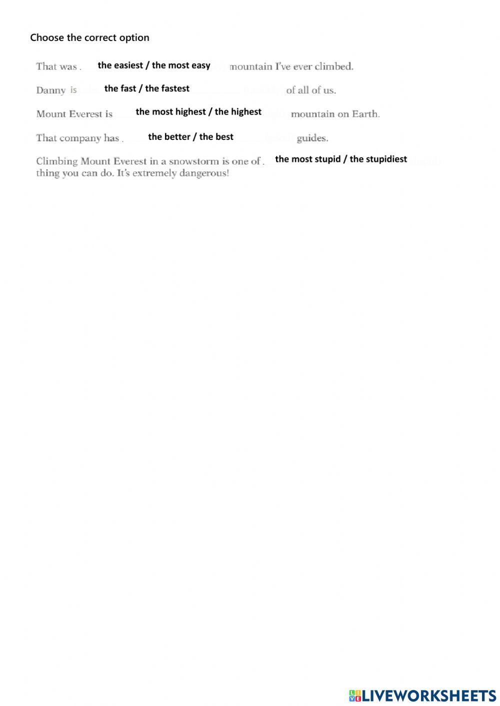 TEST superlative adjectives