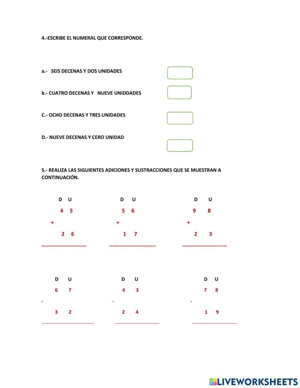 Prueba sumativa  de matematicas