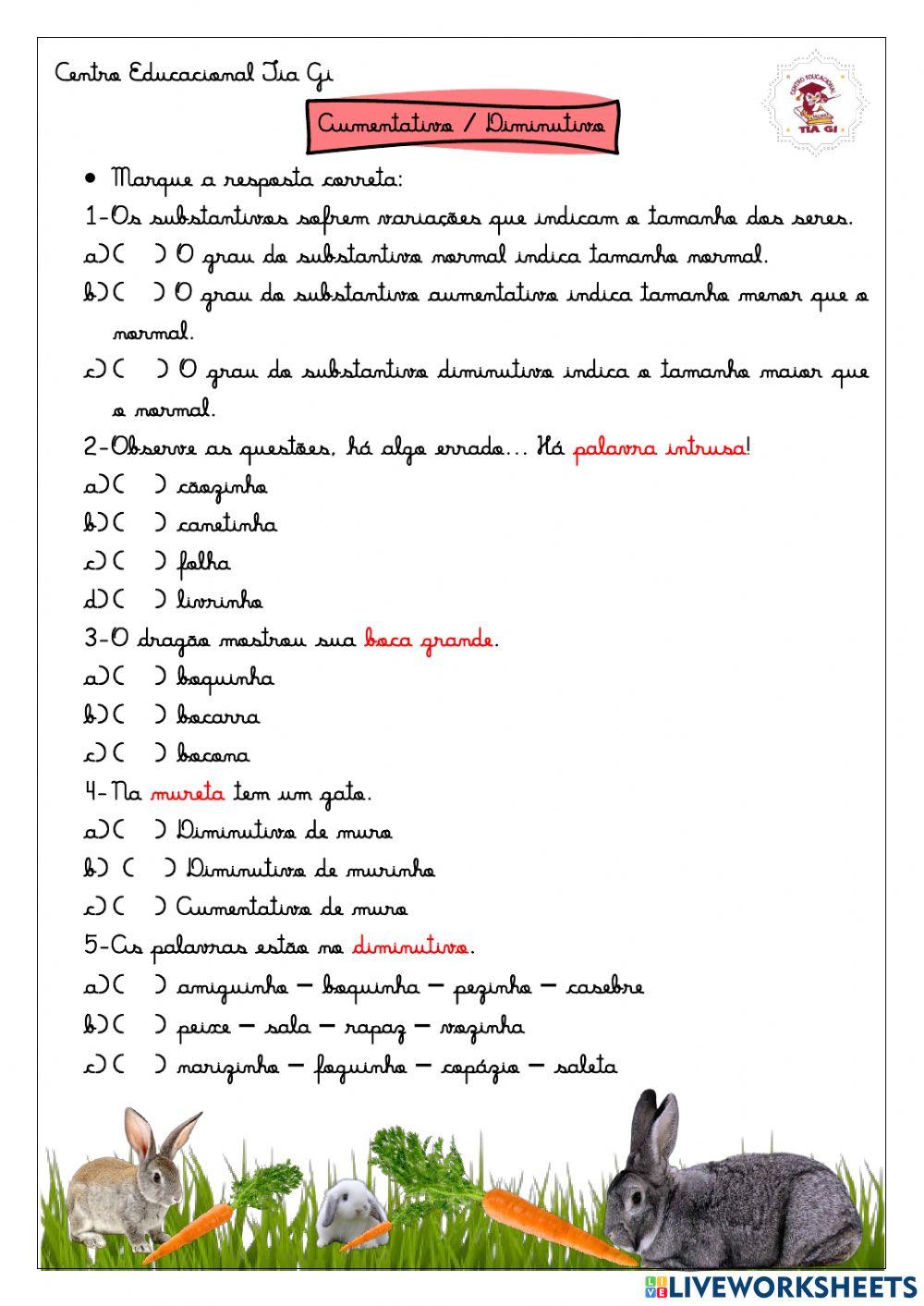 Aumentativo e Diminutivo