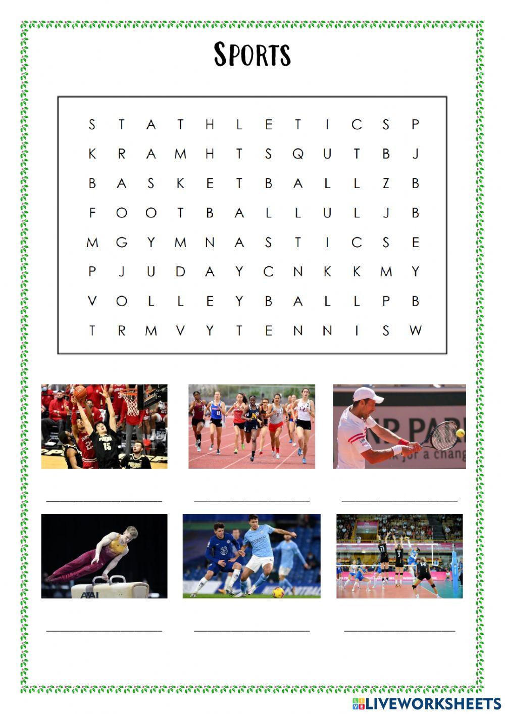 Sports wordsearch