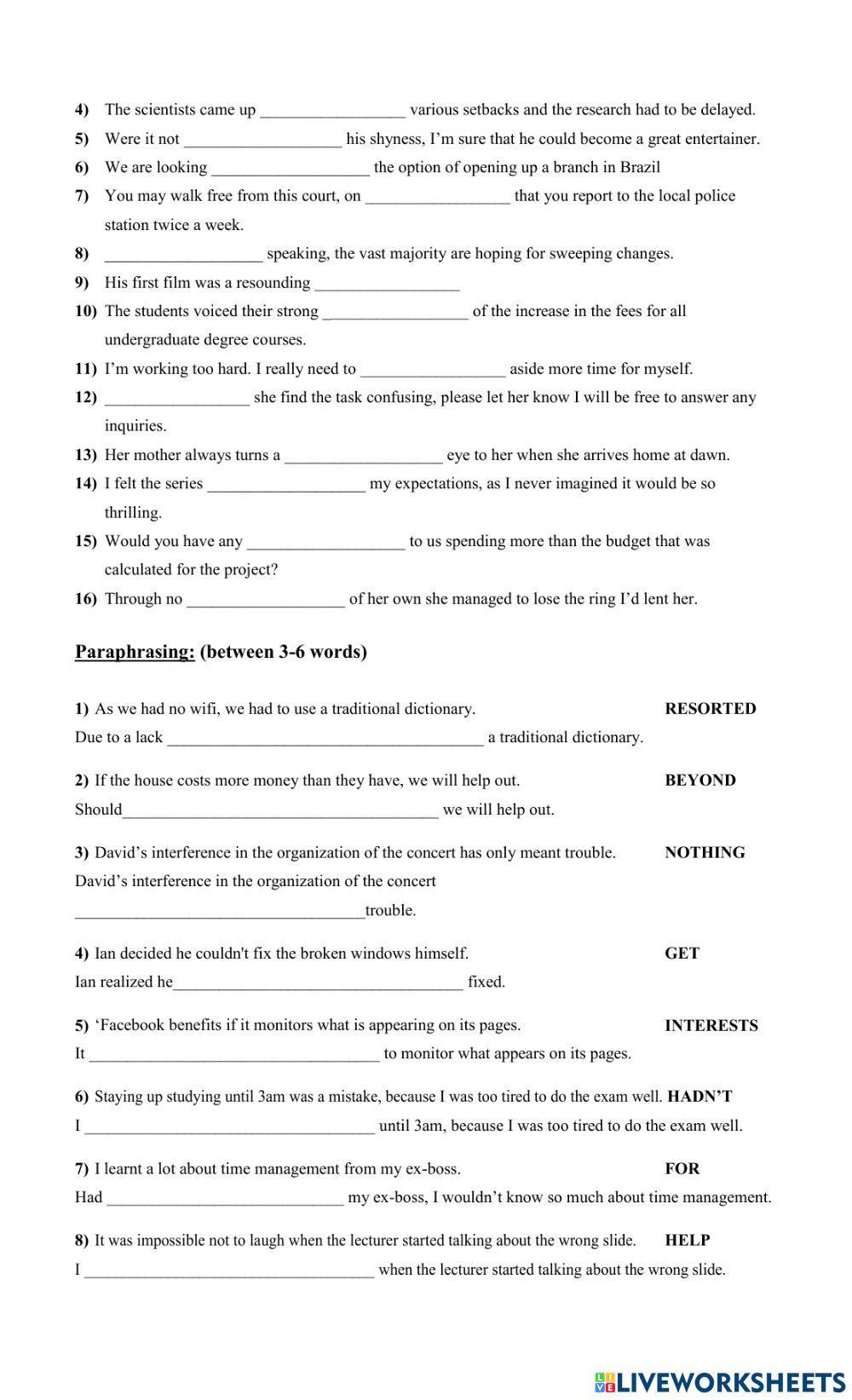 CAE progress test (Ready for Advanced units 1-4)