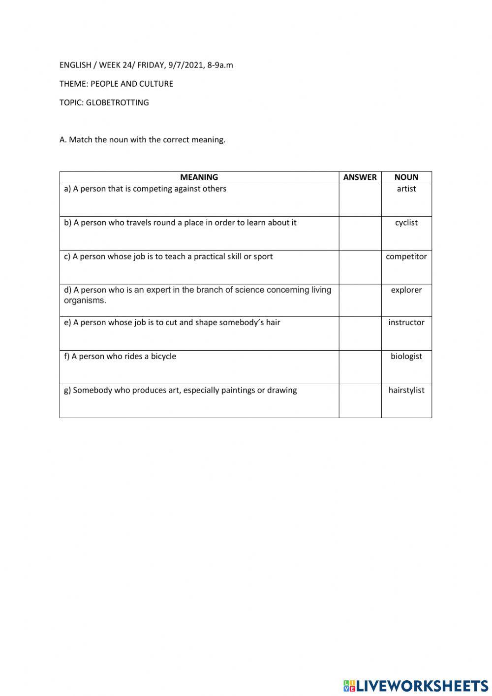 F4- Unit 5: Vocabulary