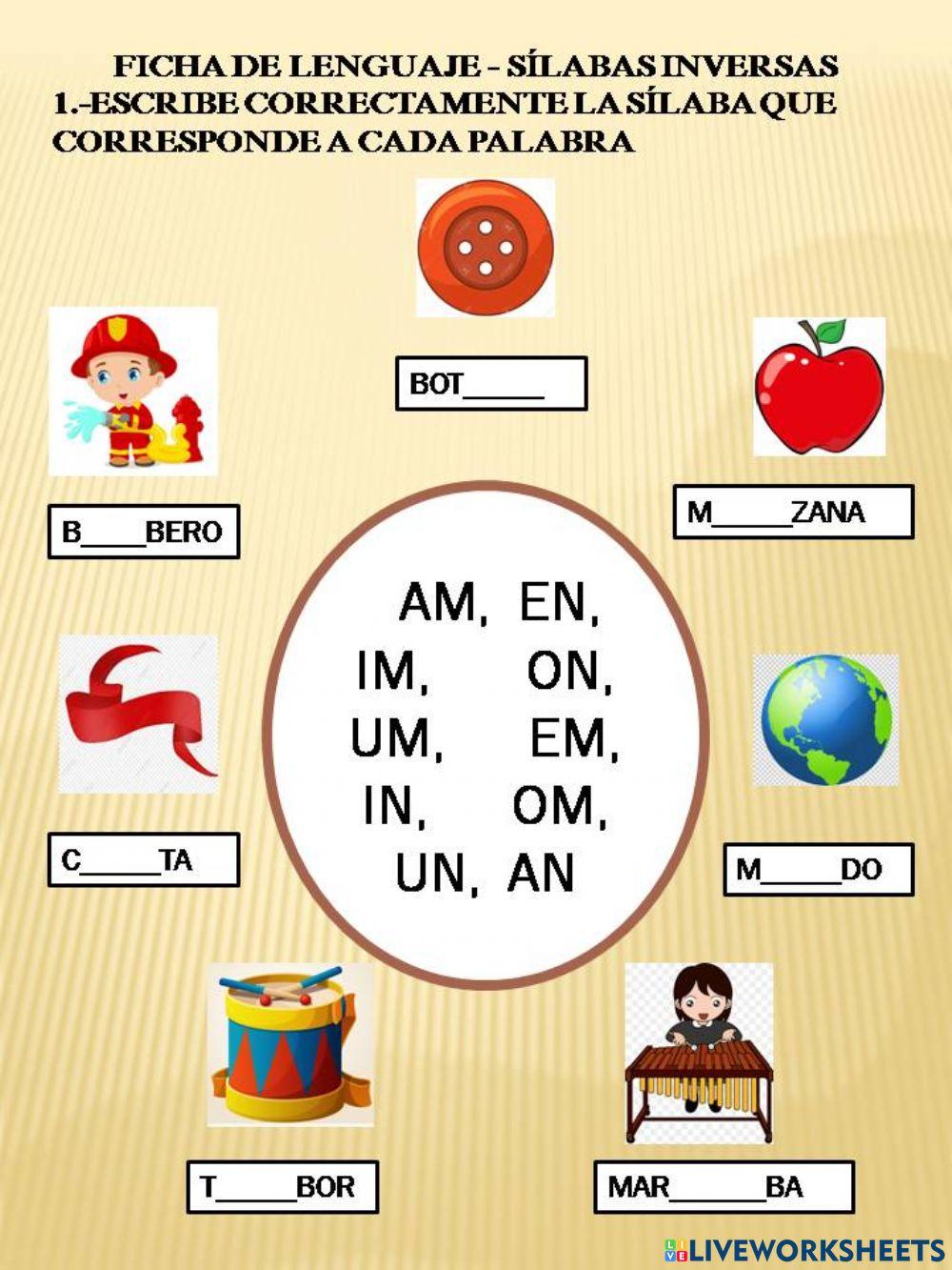 Lenguaje . silabas inversas