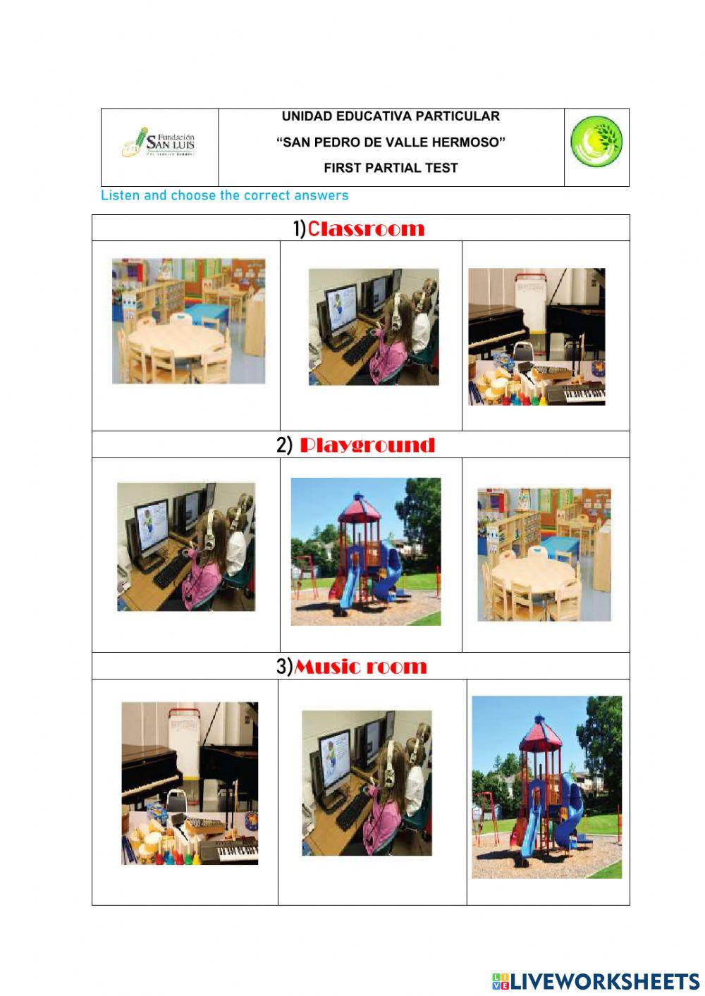 Identyfy places around the school