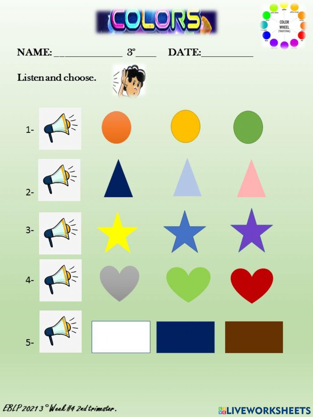 Colors online exercise for 3° Live Worksheets