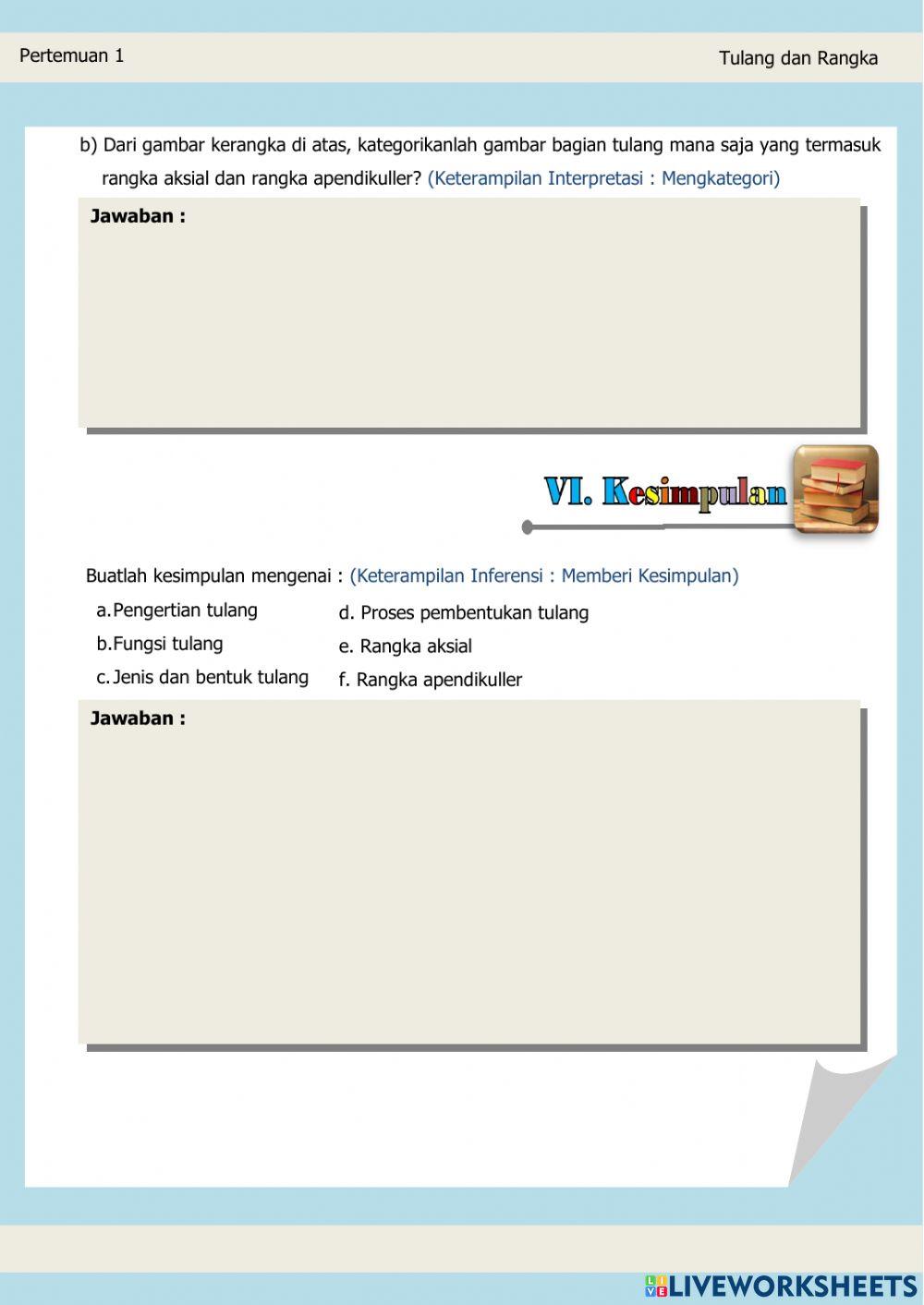 LEMBAR KERJA PESERTA DIDIK ELEKTRONIK (Tulang dan Rangka)