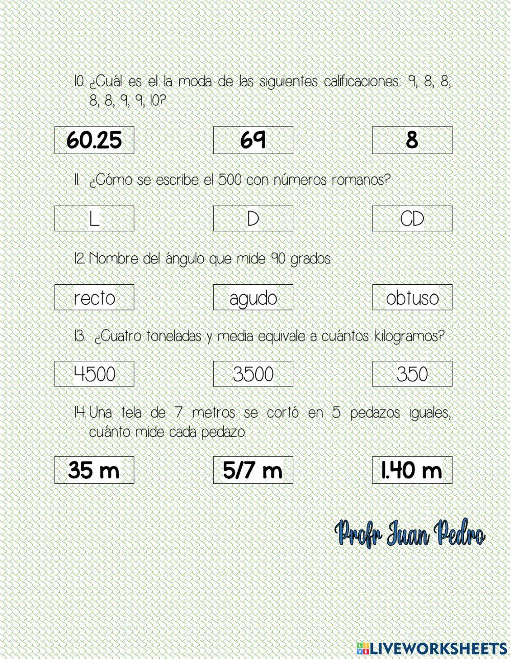 Repaso de contenidos