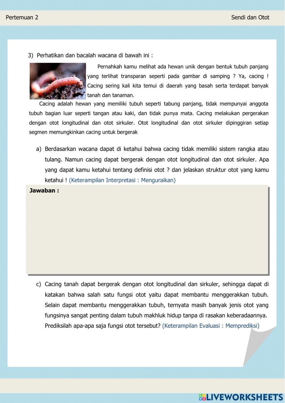 LEMBAR KERJA PESERTA DIDIK ELEKTRONIK (Sendi dan Otot)