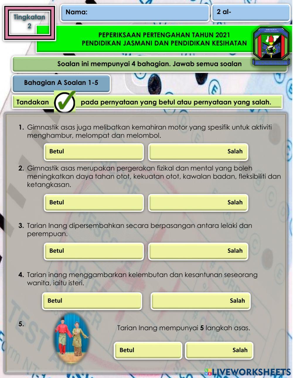 Peperiksaan Pertengahan Tahun Tingkatan 2