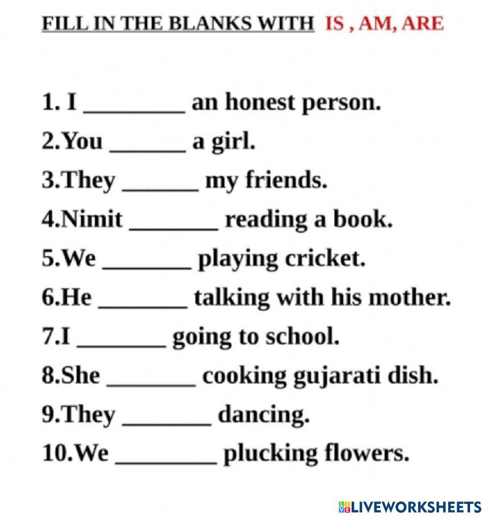 Usage  of is, are and am