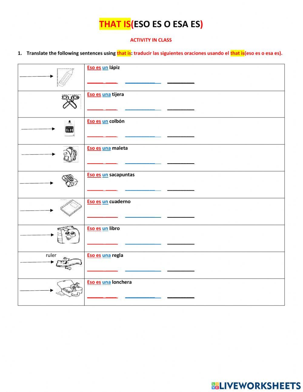 Demostrative adjectives that is