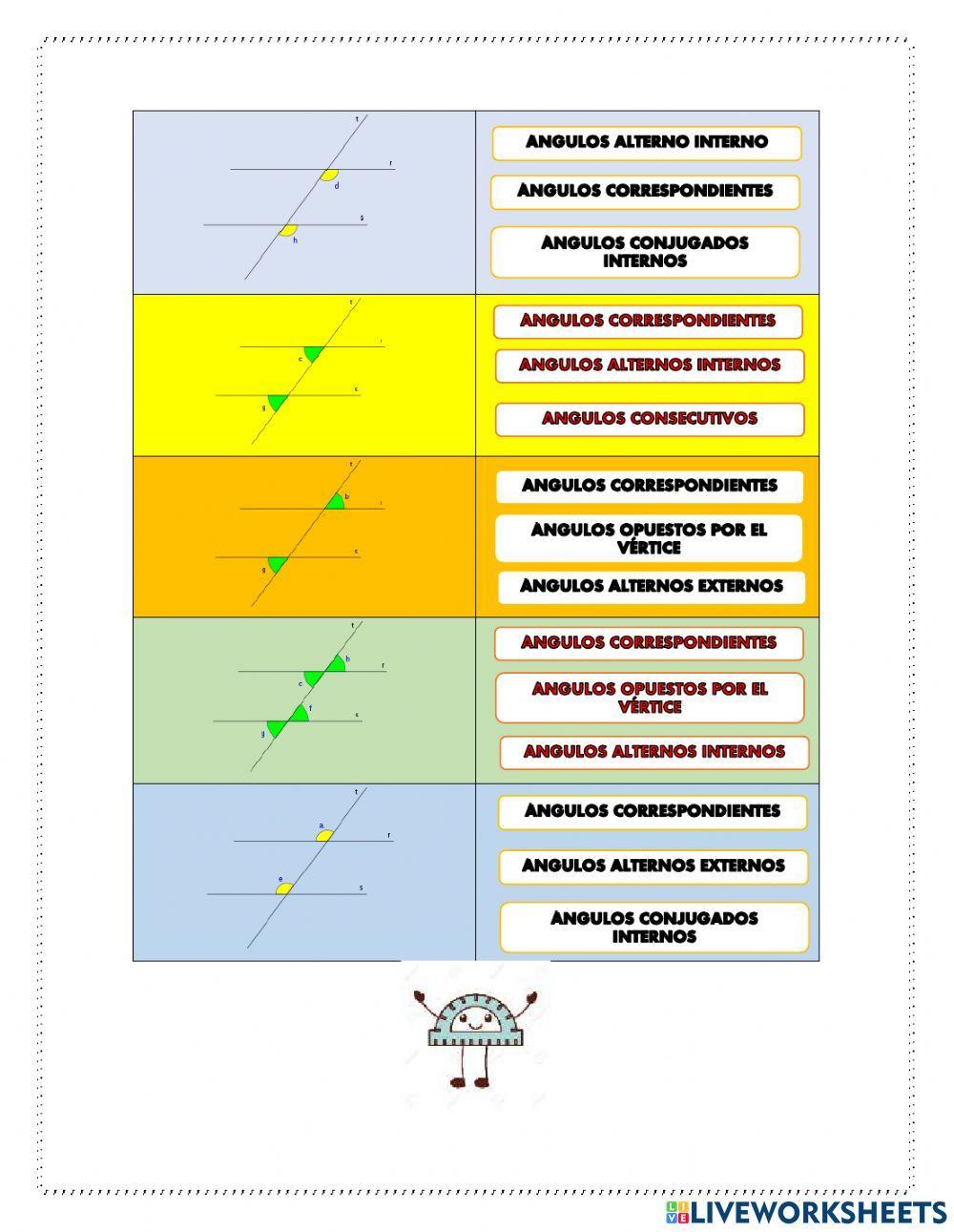 Angulos entre paralelas cortadas por una transversal