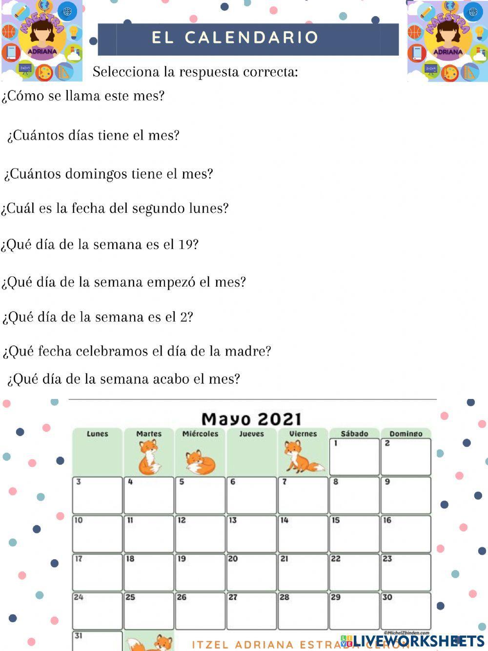El calendario- Primer grado