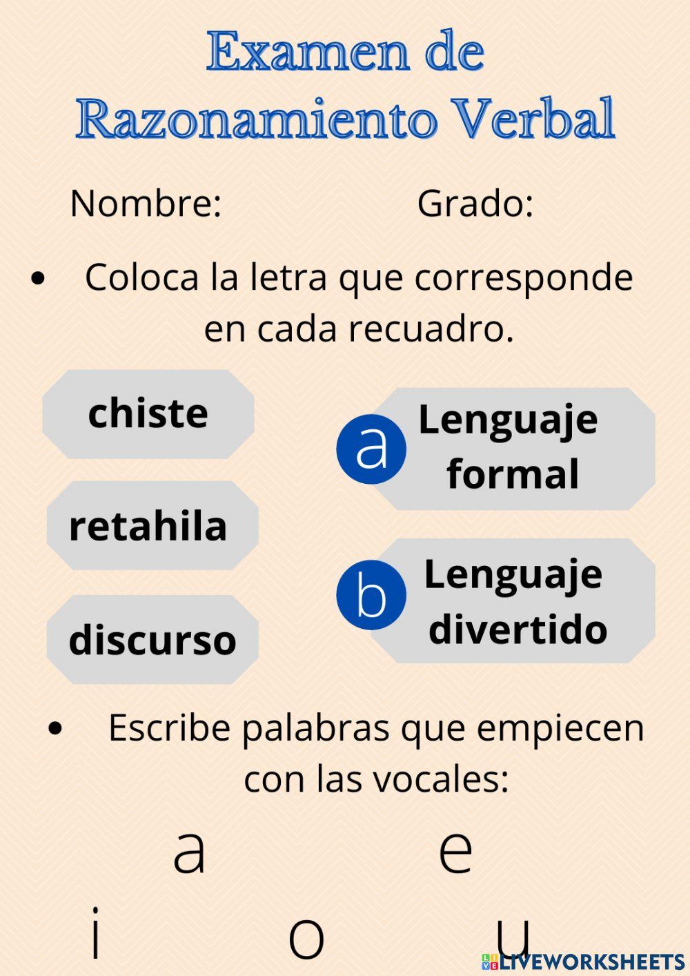 Examen de Razonamiento Verbal