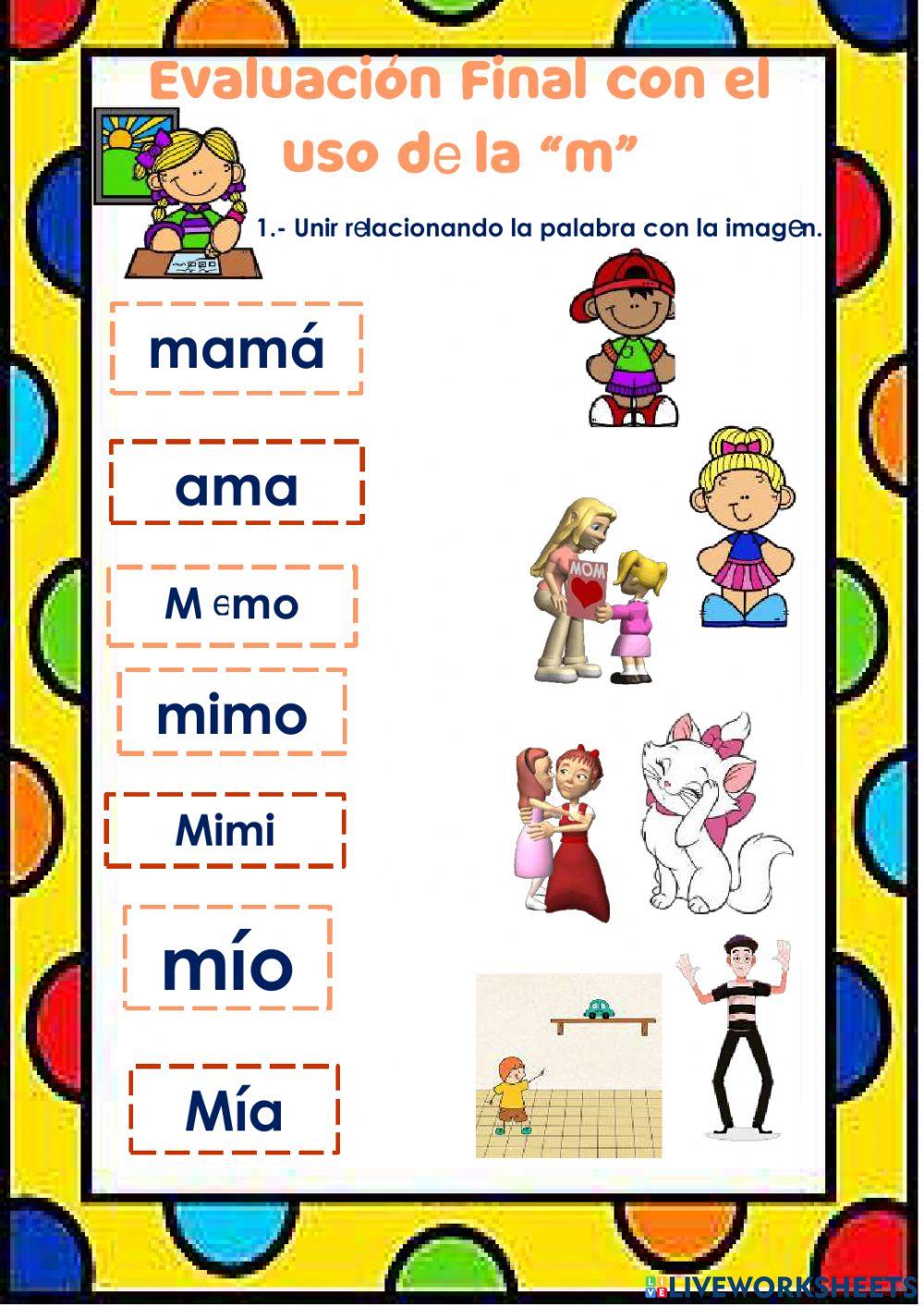 Palabras y oraciones con el uso de la -m-