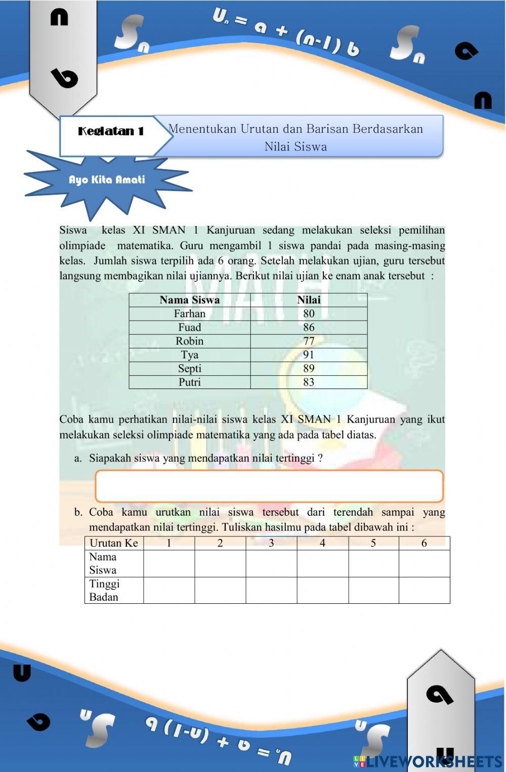 LKPD I Barisan Dan Deret kelas XI
