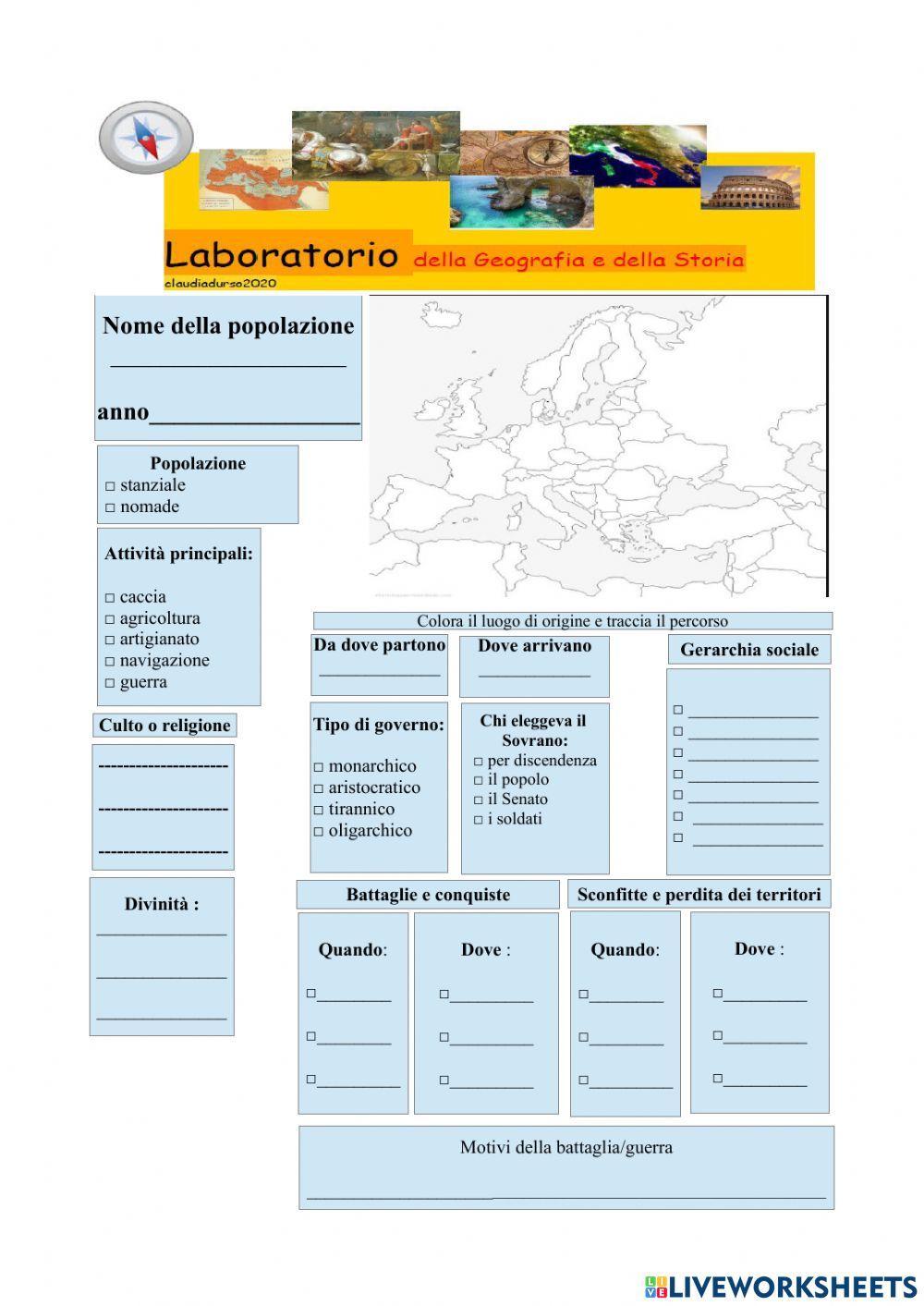 Mappa Civiltà da stampare colorare e completare