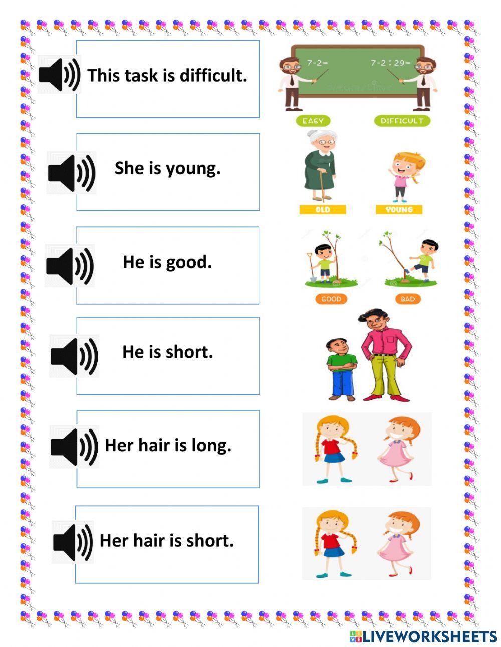Worksheet 12 - Common adjectives