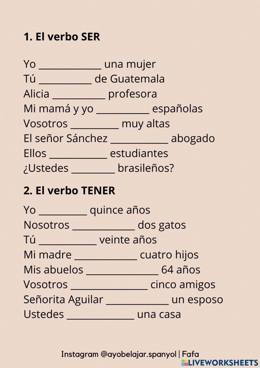 3135561 Conjugación del verbo: ser tener llamarse