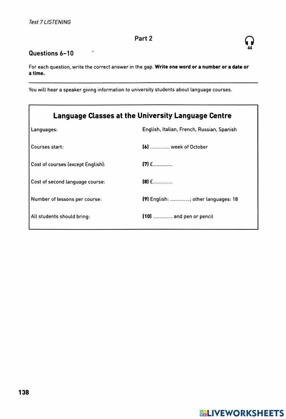 KET Collin 2020 - Listening - Test 07