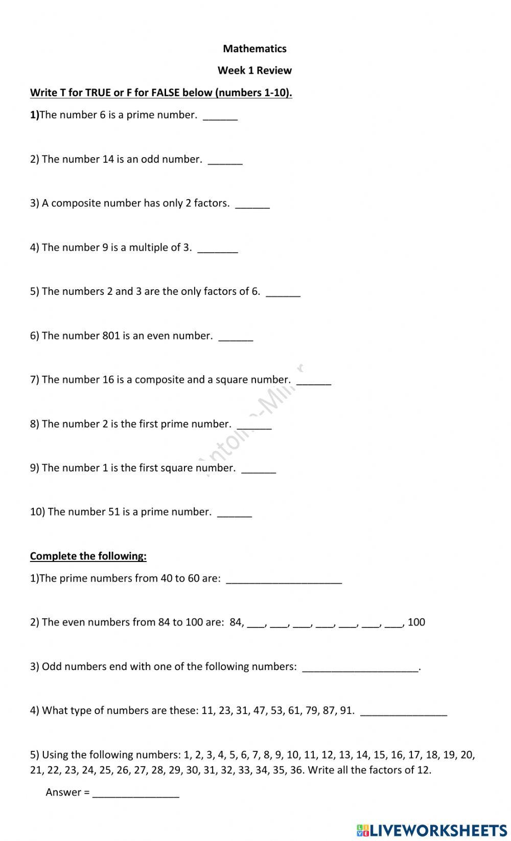 Types of Numbers