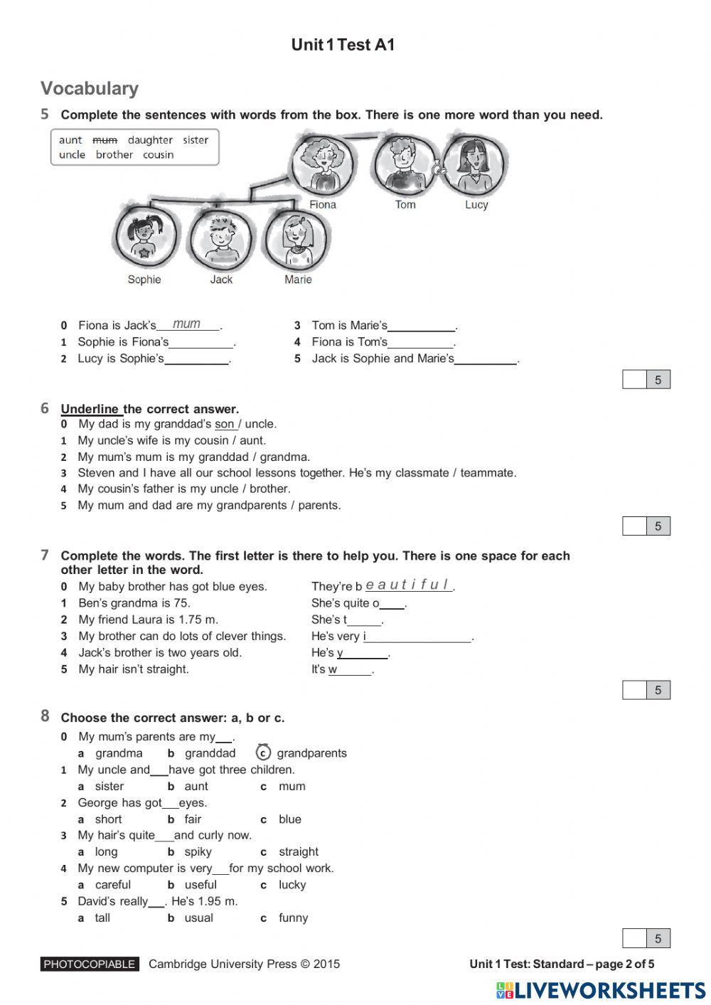 EYES OPEN UNIT 1 TEST A1