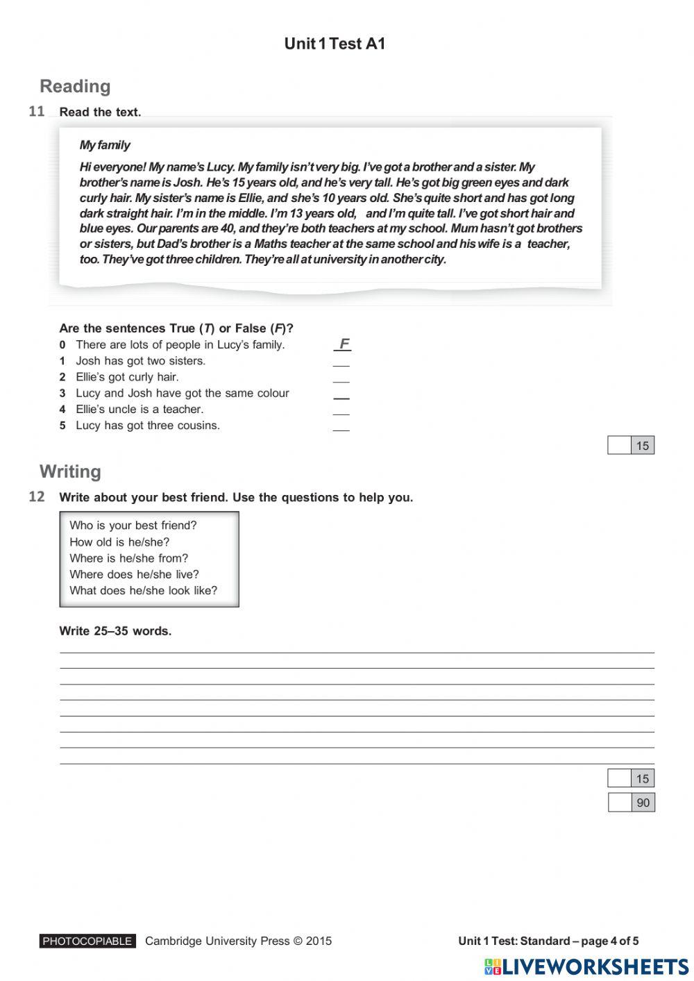 EYES OPEN UNIT 1 TEST A1