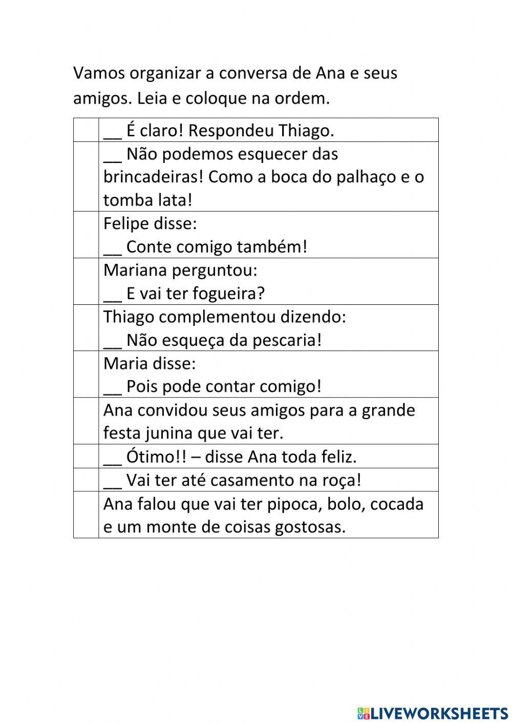 Colocar ordem no texto