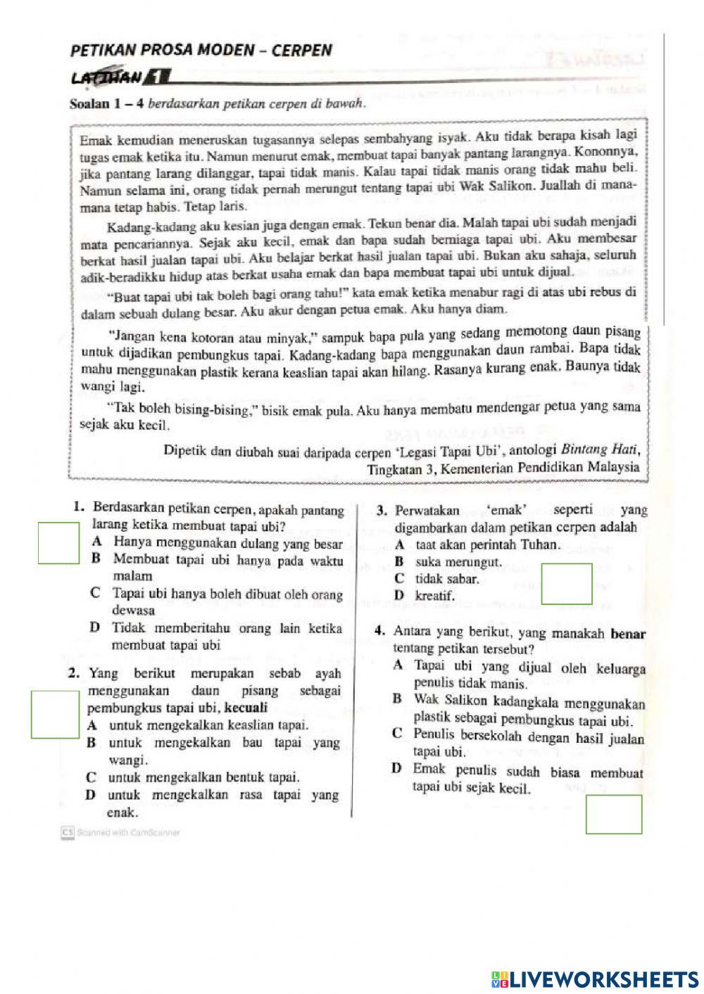 Latihan pemahaman antologi