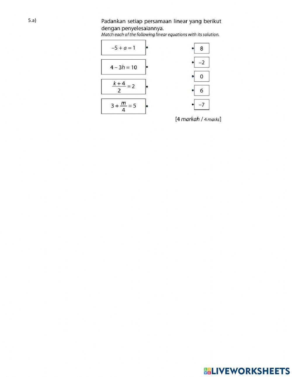 Matematik Tingkatan 1 Ujian Ogos 2021