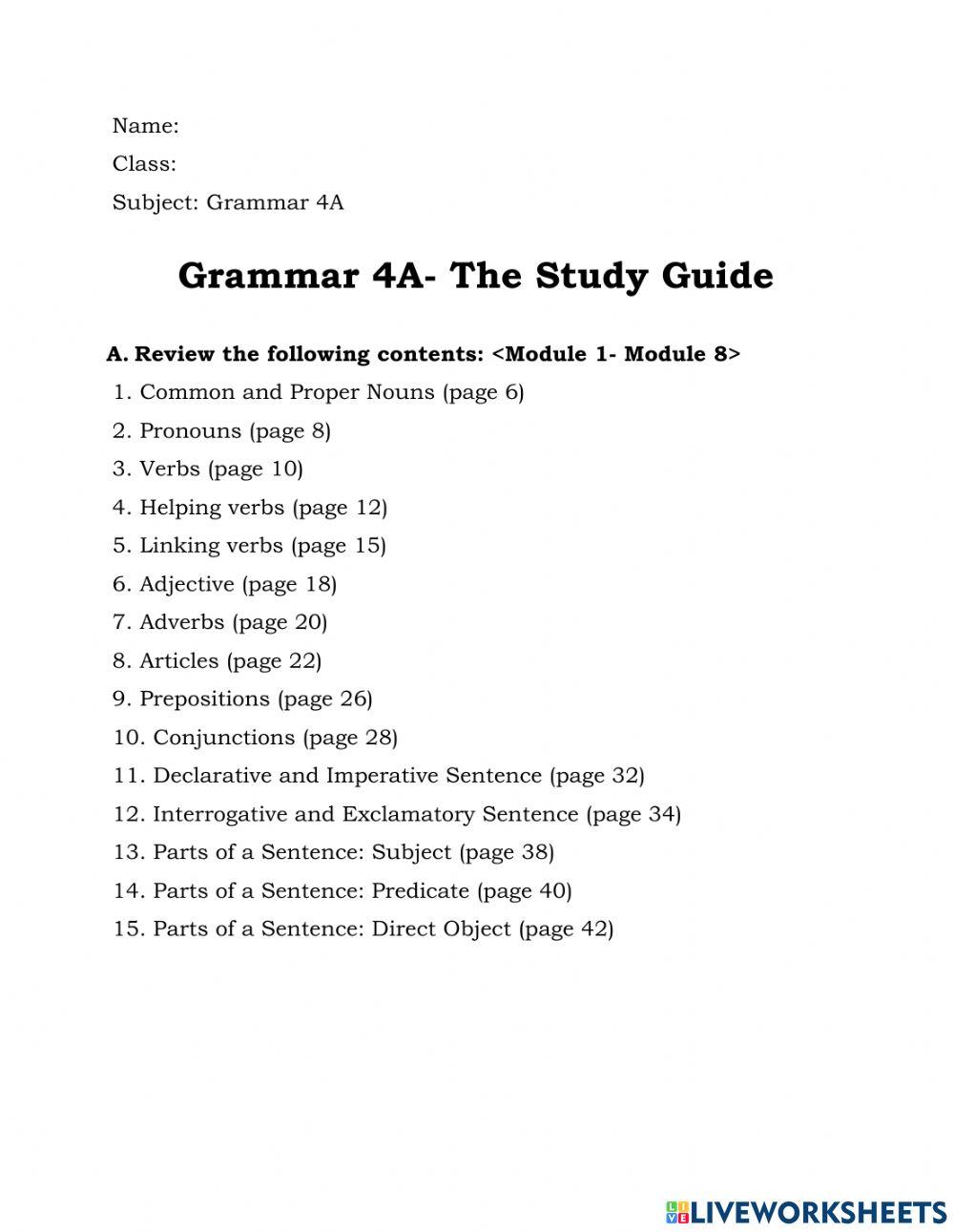 Grammar 4A - The Study Guide