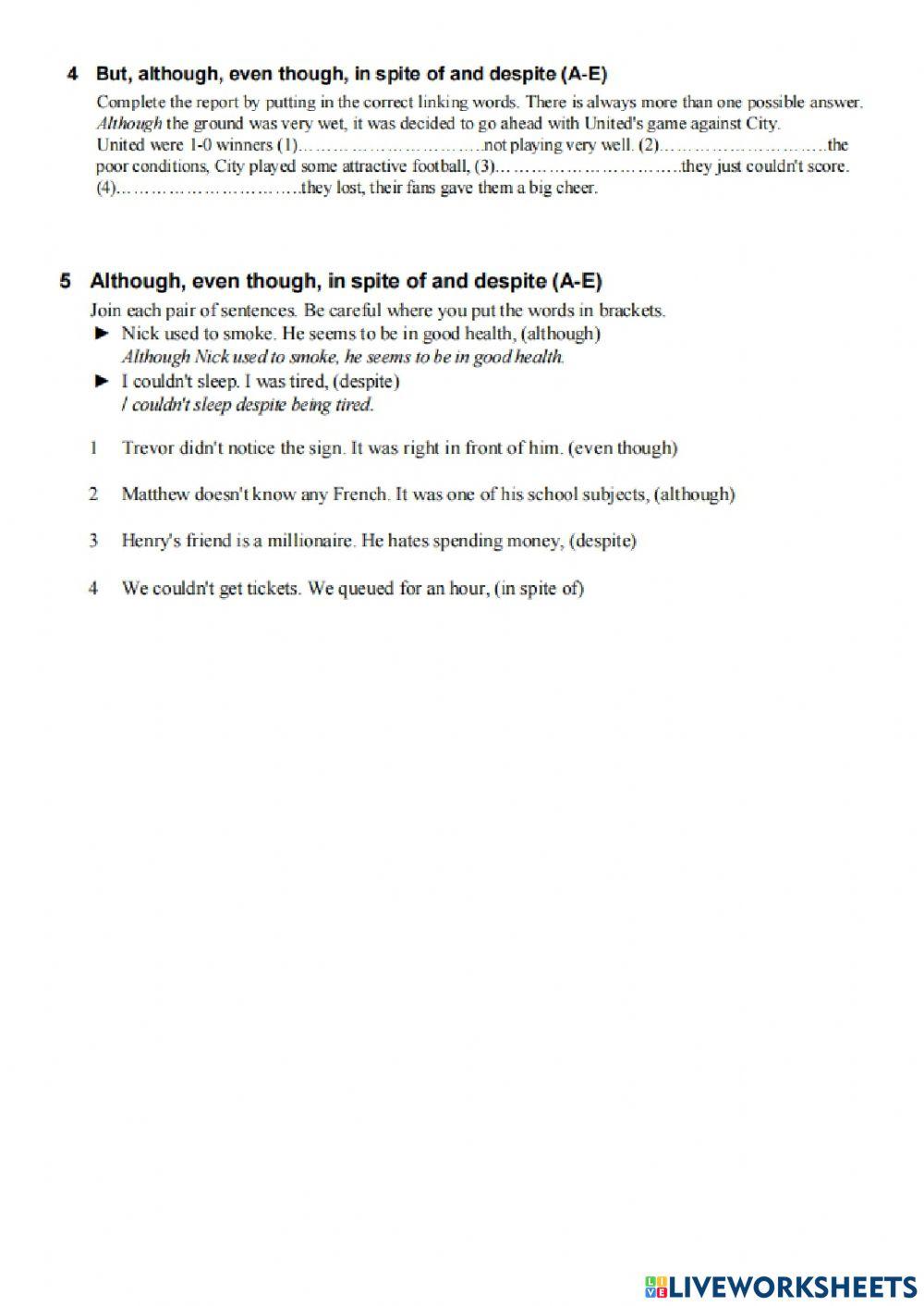 7B 1.8 Hw - Although-despite