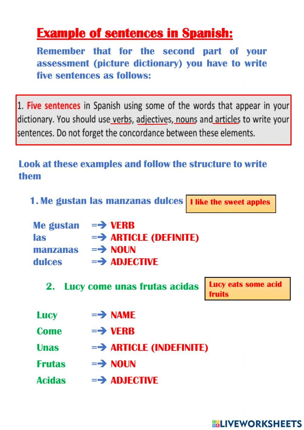 Como estructurar oraciones en espanol
