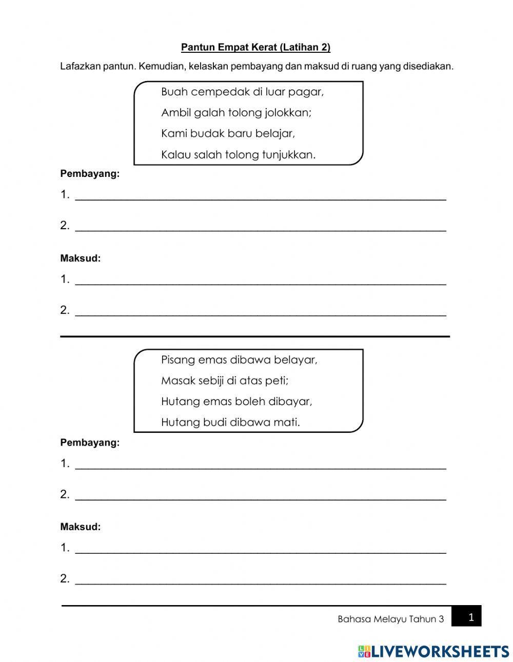 Pantun empat kerat tahun 3