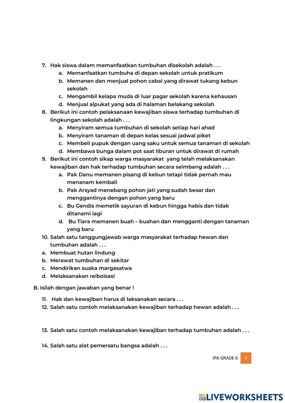 Tema 1 Selamatkan Makhluk Hidup