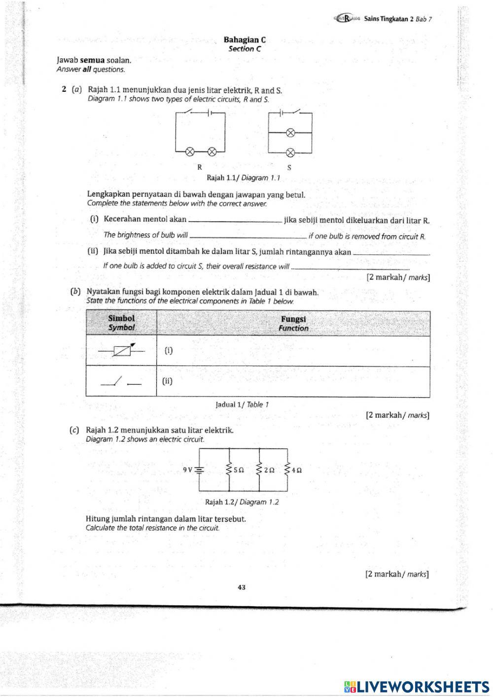 7.2 Pengaliran arus elektrik dalam litar bersiri dan litar selari (2)
